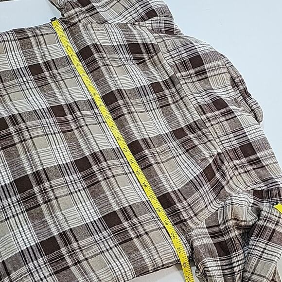 Wrangler Mens Sz Small Brown Plaid Flannel Pockets Quilted Lined Shacket Jacket - Picture 9 of 12